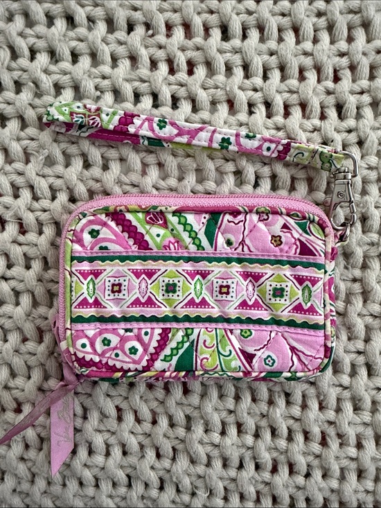 Vera Bradley Handbags - Vera Bradley Pink and Green Quilted Wristlet Wallet with Strap